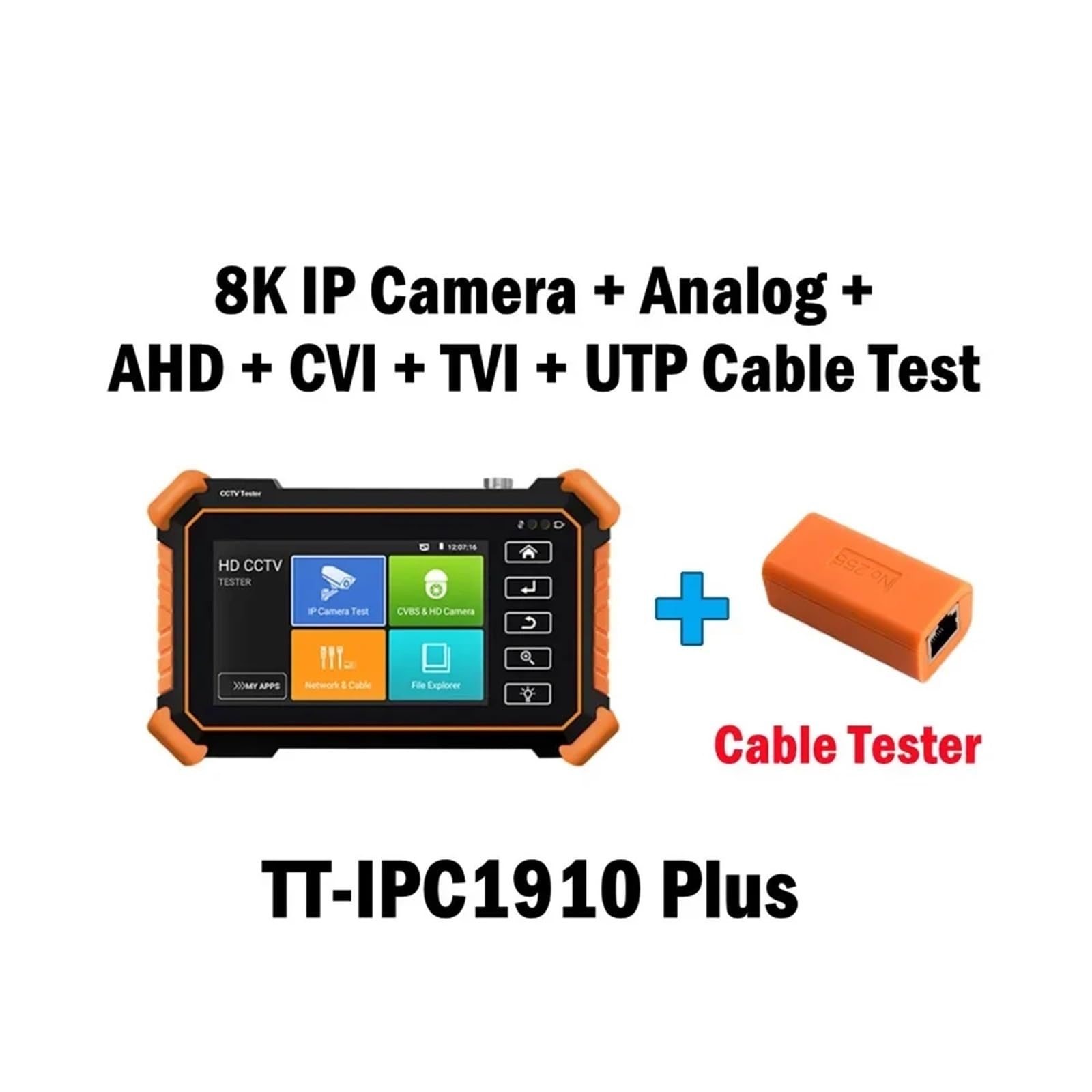 tester di rete, Tester Portatile For Telecamere IP CCTV 8K 8MP AHD CVI TVI Analogico For Cavi WIFI UTP - Perfetto For Installazioni(IPC-1910 Plus)
