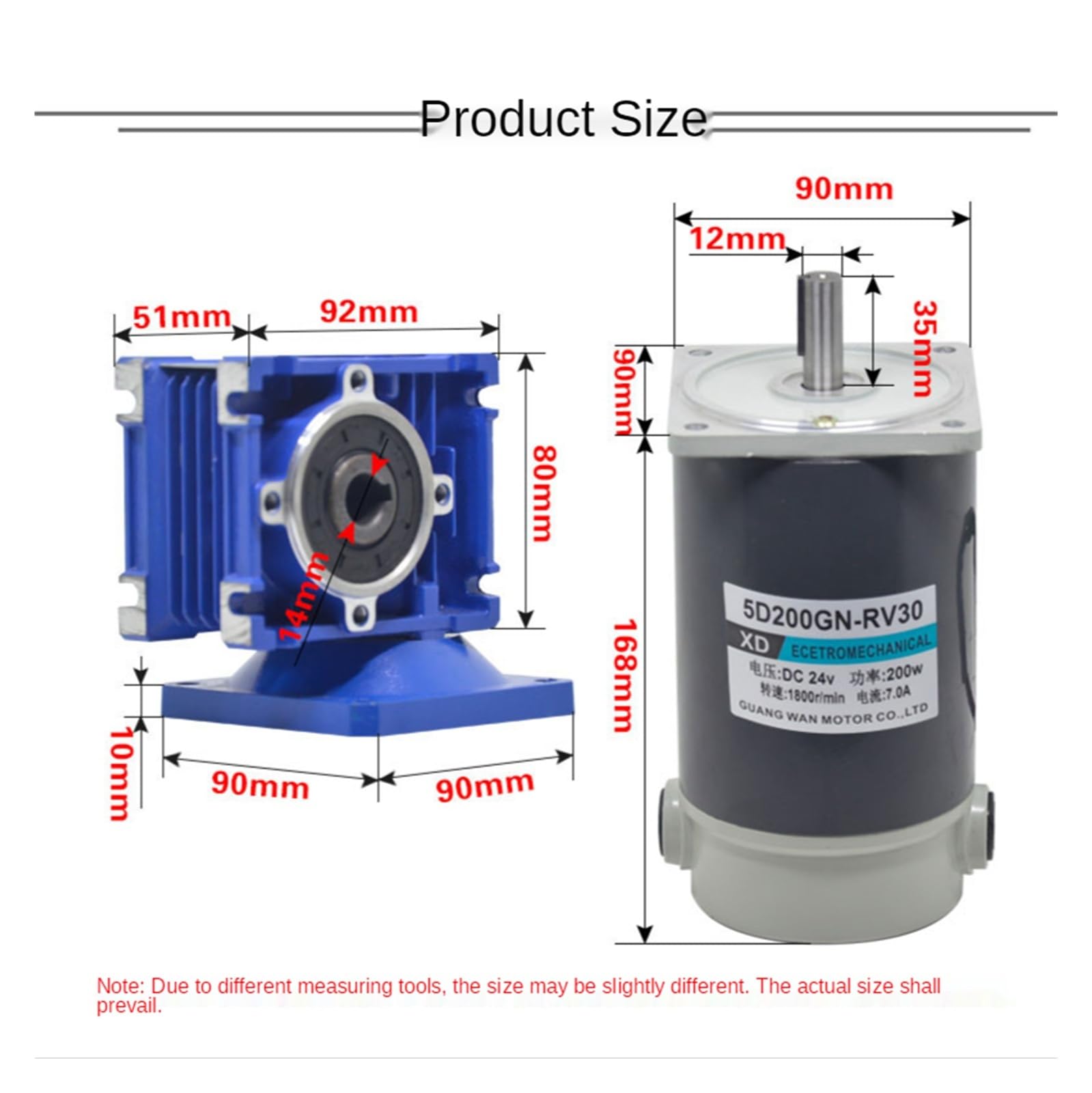 200W 12V 24V Radschnecken-Gleichstromgetriebemotor Hohes Drehmoment Vorwärts- und Rückwärtsdrehzahlregler RV30 für Boot, Auto, Ventilator, Haushaltsgerät(420rpm,24V)