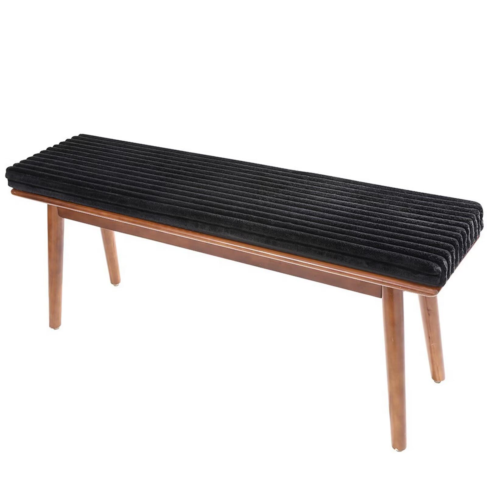 Pokrowiec na ławkę do wewnątrz, 130 x 35 cm, 5 cm, grube, miękkie, sztruksowe, czarne, antypoślizgowe poduszki z pianką z pamięcią kształtu 30D, do siedzenia stołowego