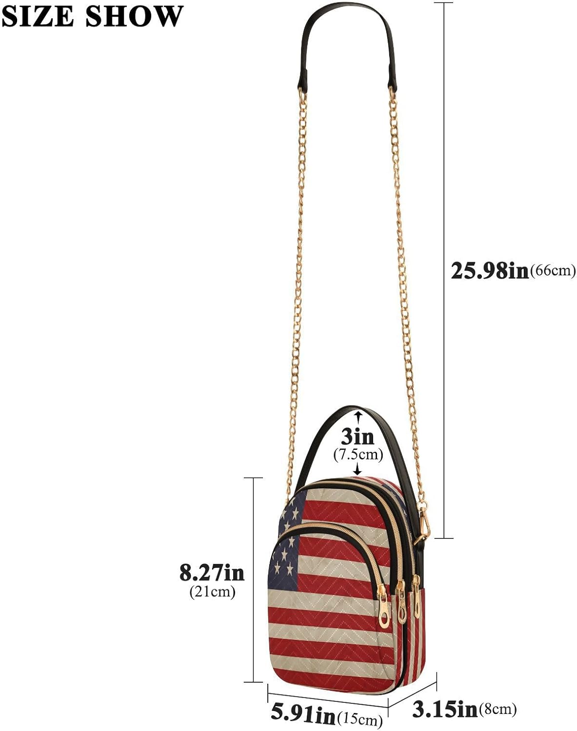 ALAZA Fashion American Flag Crossbody Bag Small Shoulder Handbags Leather Purse for Women