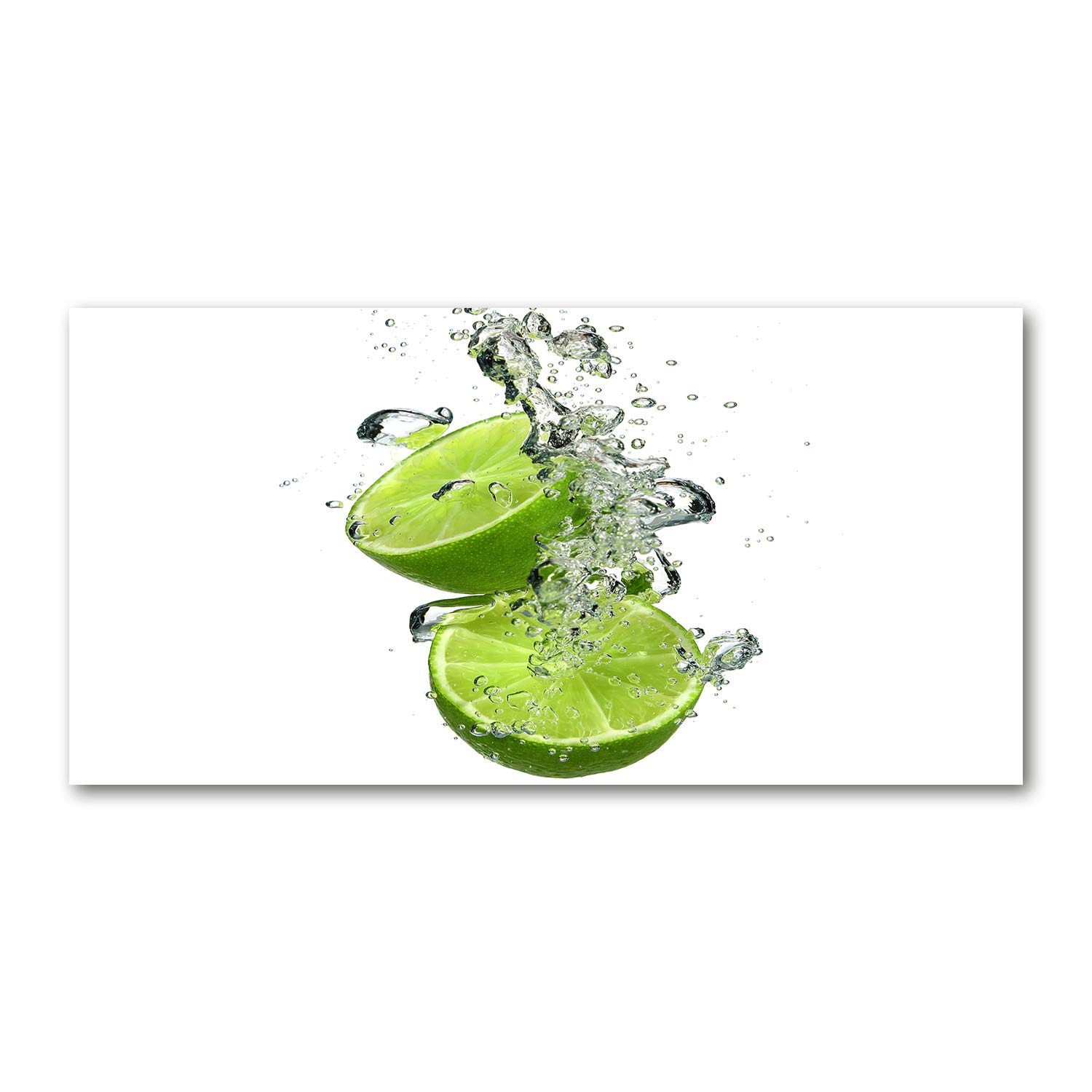 Tableau en verre panoramique 120x60 cm cuisine, décor mural vert motif limonka