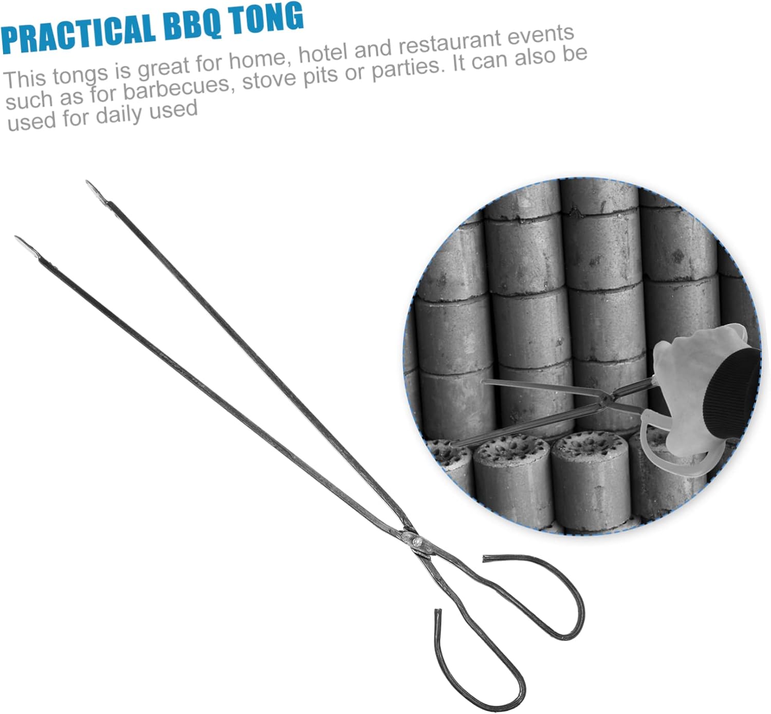 1pc Long Metal Charcoal Tong for Barbecue Heat-resistant Firewood Grabber Tool for Outdoor Cooking Camping and Bonfire Use Practical Bbq Clamp