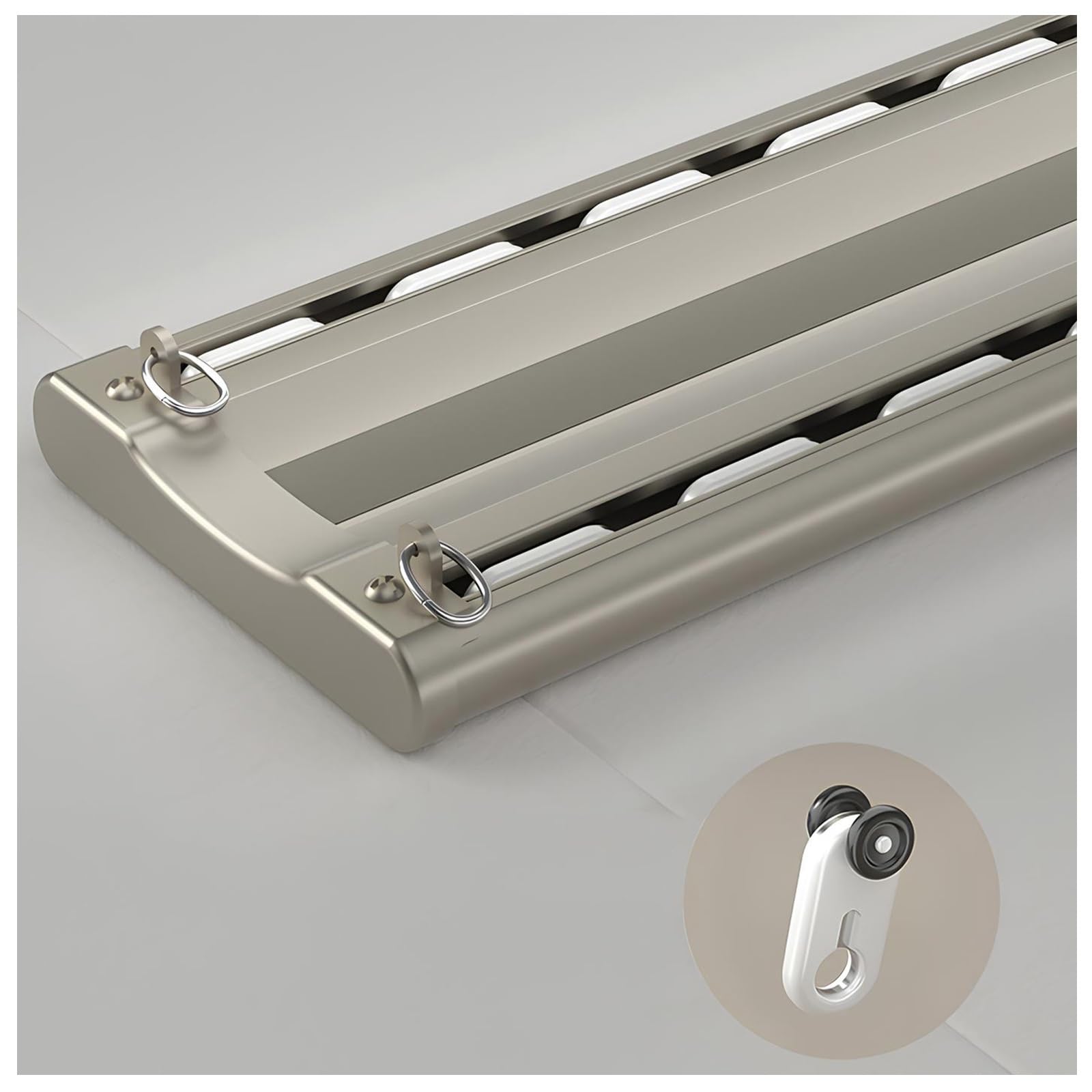 Aluminium Double Curtain Track, 100cm(3.2ft) - 600cm(20ft) Conjoined Curtain Rails, Heavy Duty Sliding Curtain Poles - Ceiling Mount(Brown,120cm(3.9ft))