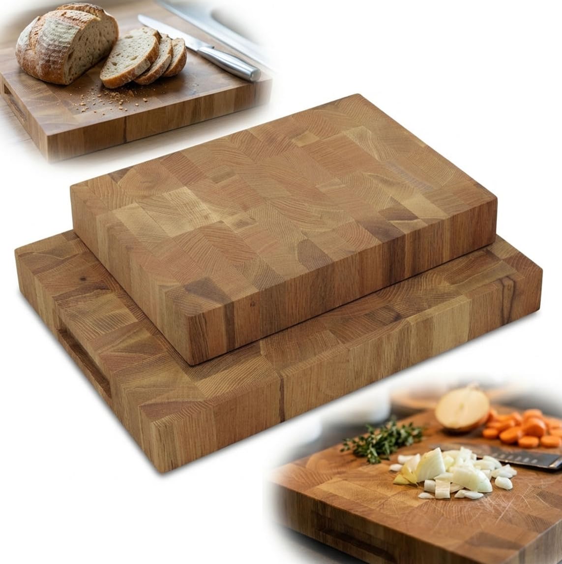 ZESTAW DESKI do krojenia END GRAIN SZTORCOWE DĘBOWE olejowane 2szt solidne BLOK