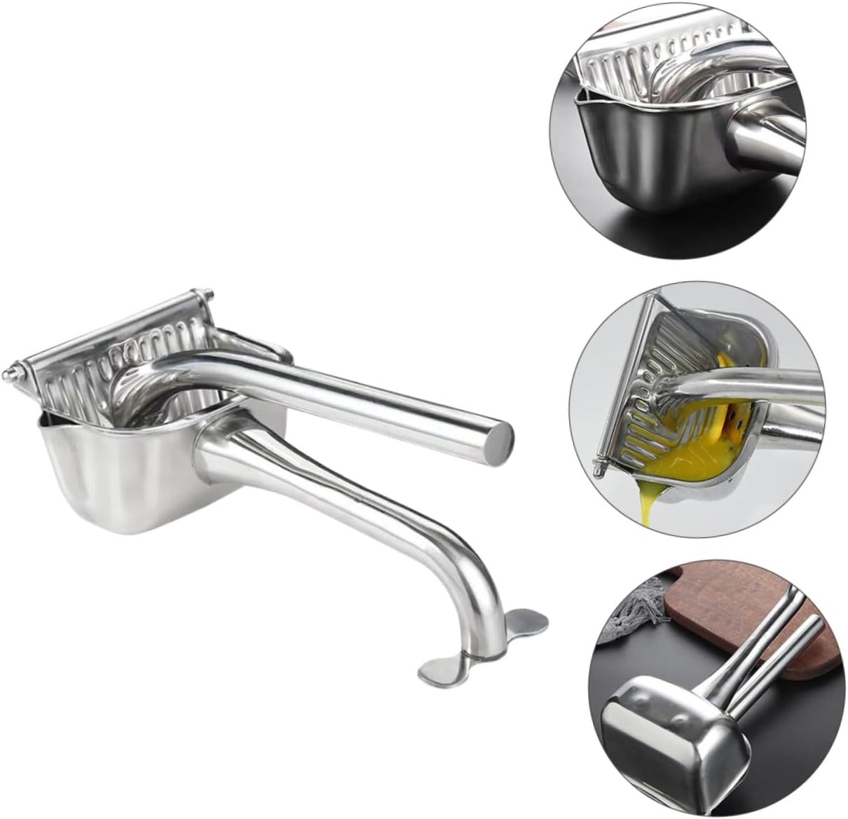 Stainless Steel Handheld Fruit Juicer Manual Lemon Squeezer with Thick Handle Portable Citrus Press for Fresh Juice Extraction Easy Grip and Labor-saving Design