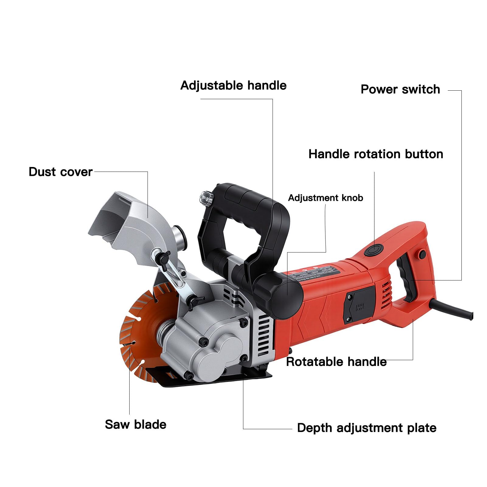 FTVOGUE Scanalatrice per Calcestruzzo 3000W, profondità 41 Mm, Larghezza