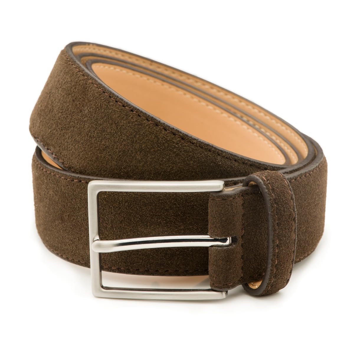 Riemen & Co DTCH.FIT Herrengürtel Bobby - Wildleder - 2er-Pack: Taupe & Dunkelbraun - Breite: 3,5 cm - 95 cm