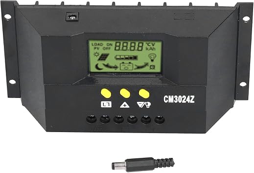 Hyuduo 12V 24V CM3024Z PWM Solar Controller LCD Display Multiple Protection Voltage Automatic Identification Life Solar Panel Intelligent Regulator for Solar System 30A