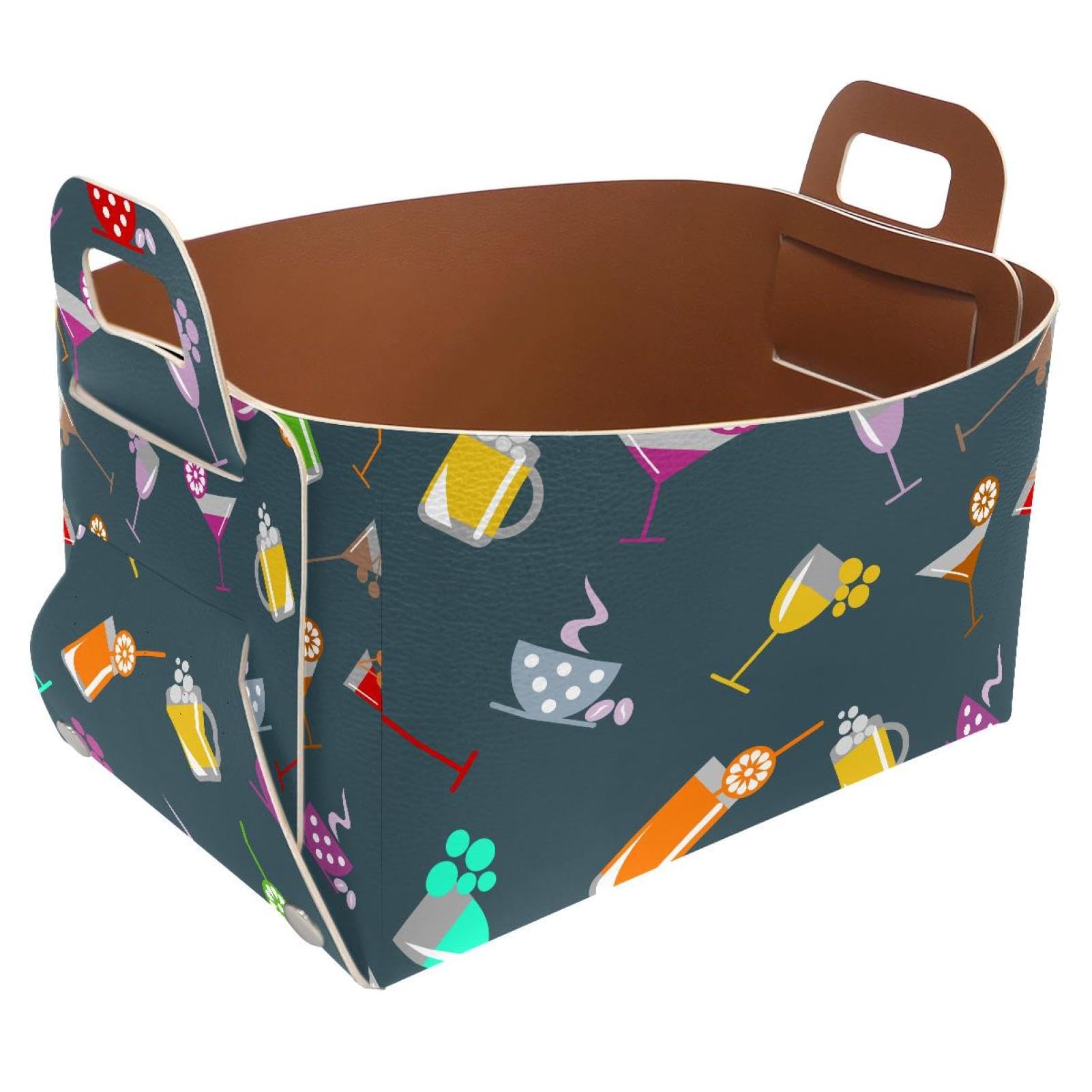 Panier pliable 21x14 cm avec motifs de verres pour étagère