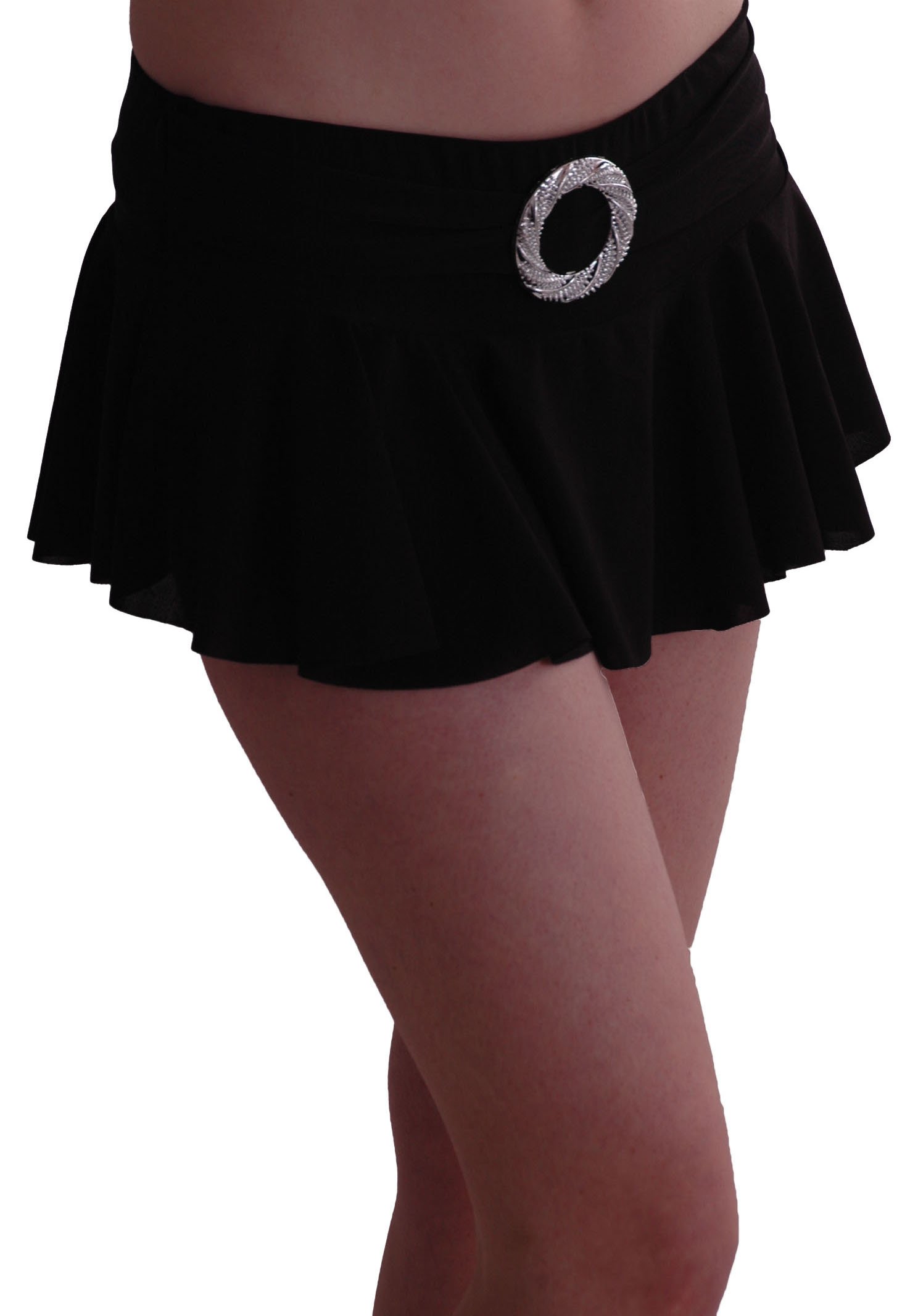 Cynthia Neon Buckle Ruffle Short Club Party Slinky Stretch Skirt Small / Medium