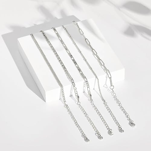 Miniatura 4 de KissYan - Pulseras de tobillo para mujer, joyas elegantes estilo cubano, doble capa, chapadas en oro de 14 quilates, cadena ajustable, estilo clip y