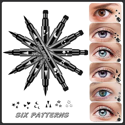 Miniatura 2 de Sellos delineadores de ojos 7 unidades juego de delineadores de ojos líquidos sellos faciales impermeables con corazón flor luna estrella cara