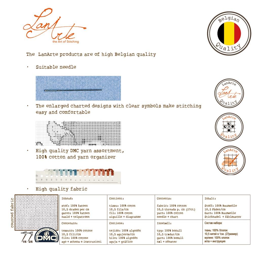 Lanarte Kit Punto Croce Contato COPPIA ORIENTALE Decorativi Per Pareti ca. 49 x 45 cm Set Fai Da Te Creativo Adulti Ricamo Casa Decor Arte Da Parete Kit Per Hobby Cross Stitch