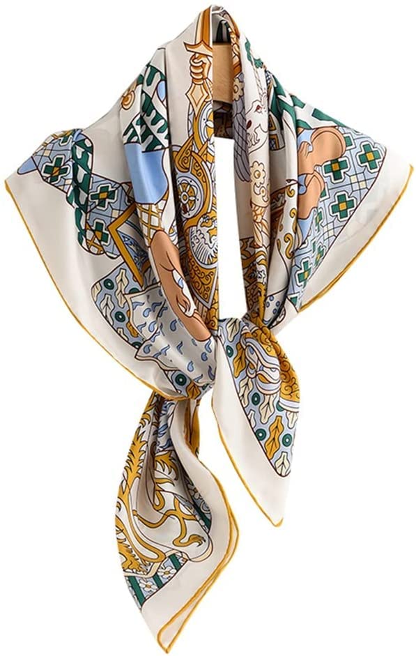 Cream White Silk Twill Large Square All-Match Silk Scarf Mulberry