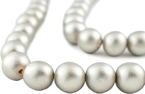 The Bead Chest cuentas de madera natural de 20 mm en plata envejecida para hacer joyas cuentas espaciadoras de madera suelta redondas