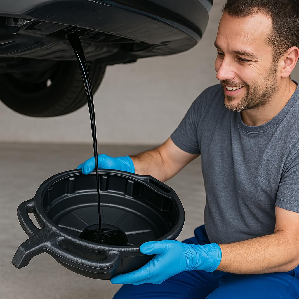 Bac de vidange d'huile 16 L - Bac de récupération portable et résistant aux éclaboussures pour huile moteur - liquide de refroidissement et huile de transmission