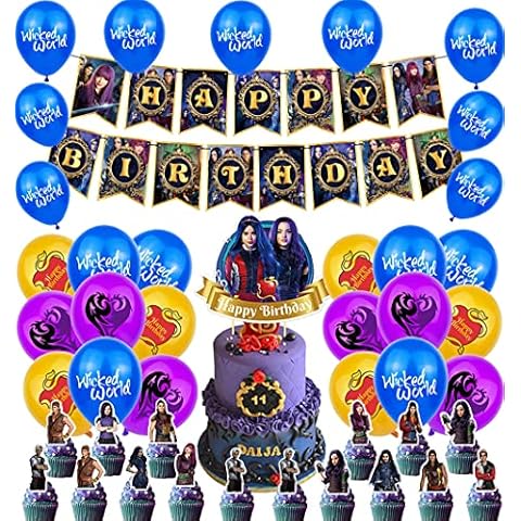 Birthday Balloons Decorations Descendants Birthday Balloons Descendants Banners Birthday Cake Toppers for Kids Party Decorations Cover