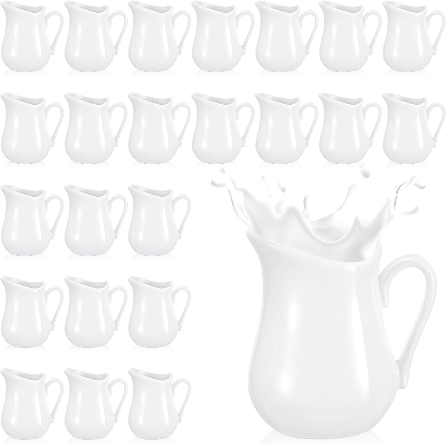 Nuanchu 12 Pcs 3 oz Small Creamer Milk Pitcher, Classic White Porcelain Creamer with Handle, Ceramic Maple Syrup Dispenser, Coffee Dairy Container for Milk Sauce Salad, Microwave
