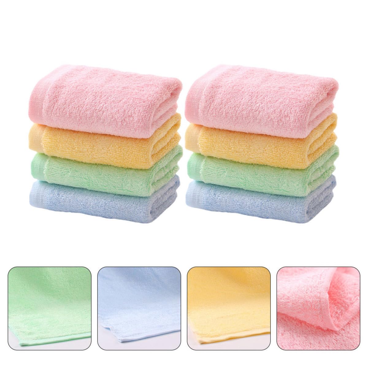 FRCOLOR Lot de petites serviettes pour enfants Couverture de bain pour bébé Serviette de visage pour bébé Serviettes douces et absorbantes Serviettes de cuisine en microfibre avec capuche Serviette