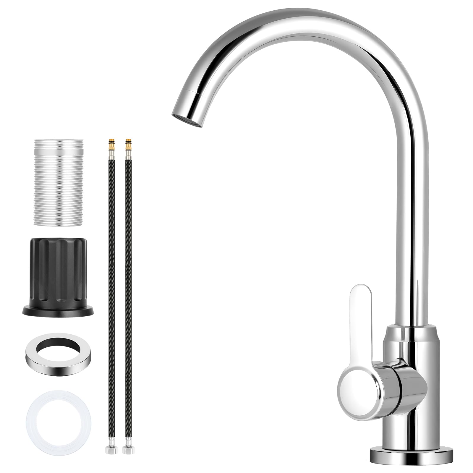 flintronic Robinet de Cuisine Rotatif 360° Mitigeur Monocommande Evier Chromage Eau Chaude Froide