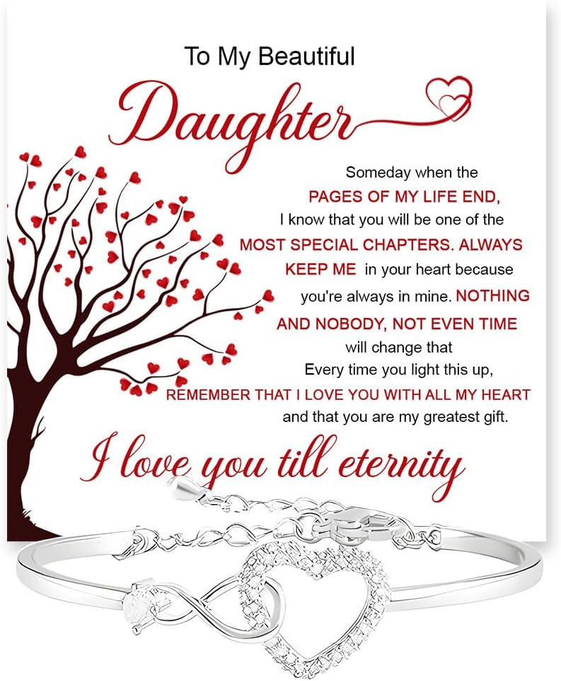 To My Daughter Bracelet, Braided Leather Bracelet with Inspirational Message Card, Meaningful Gift from Mom and Dad, Birthday Graduation Christmas Gift for Daughter, Keepsake Jewelry for Women