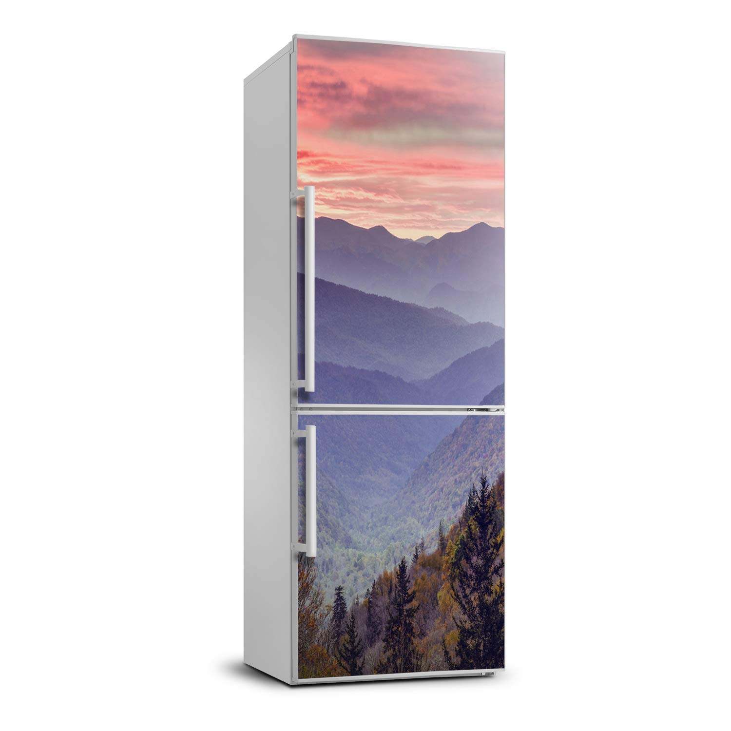 Autocollant frigo 60x180cm Tulup habillage de réfrigérateur motif brouillard sur les montagnes