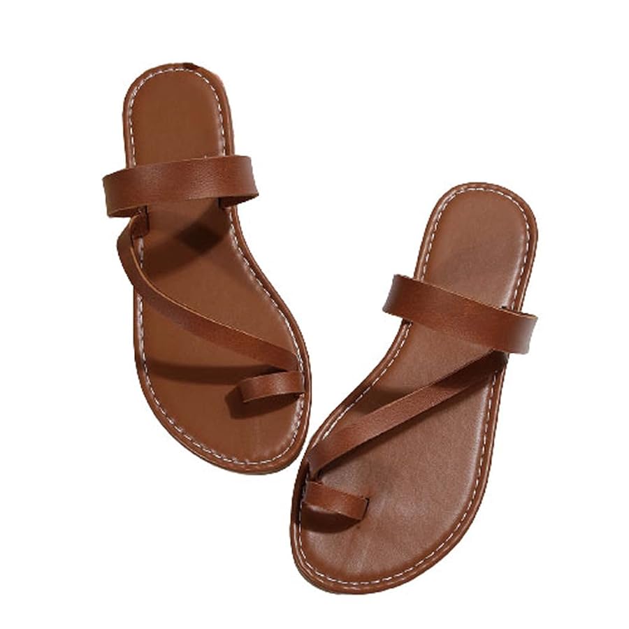 Women's Toe Ring Sandals Sale Women Flat Toe Separator Sandals Flip Flops  Slippers Leather Sandals Beach Outdoor Sandals Summer Hiking Sandals ...