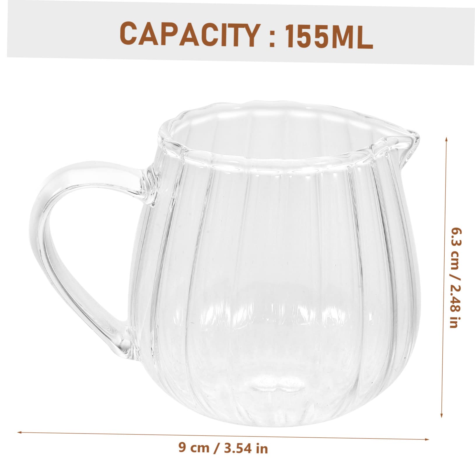 BRIGHTFUFU Small Glass Pitcher Lid Milk Dispenser Creamer Cup Container Multipurpose for Sauce Milk Salad 155ml