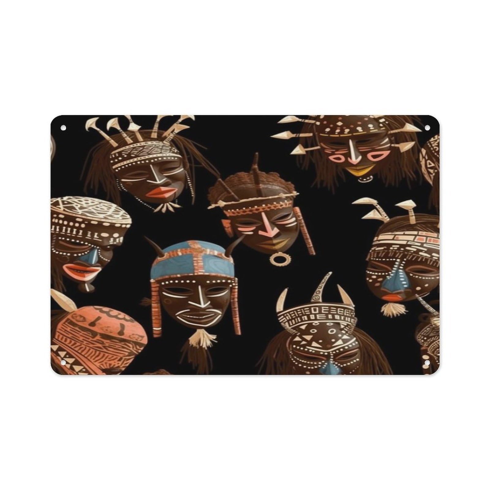 VstaDank Vintage Metal Sign Sublimation Aluminum African Ritual Ethnic Tribal Plaque Sign Weatherproof Art Decorative Wall Plate Boho Aluminum Wall Hanging Decor Retro Poster Plaque 8x12in