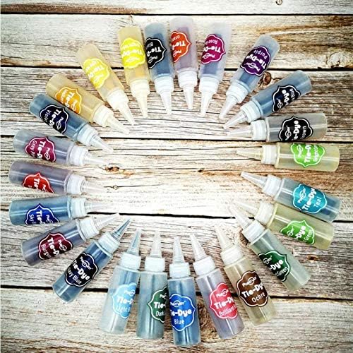 KISSBELLY Tie Dye Kits 24 Colors DIY Kits Arts Shirt Fabric Tye Dye Kit for Kids Adults Non-Toxic Textile Craft Dyeing Kit for Clothes Graffiti Jacquard Pigment 60ML