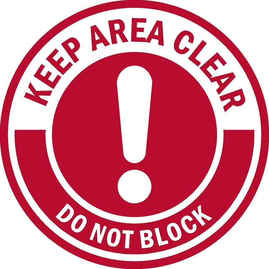 Keep Area Clear. Do Not Block. Red floor sticker - Self adhesive floor graphic (200mm x 200mm)