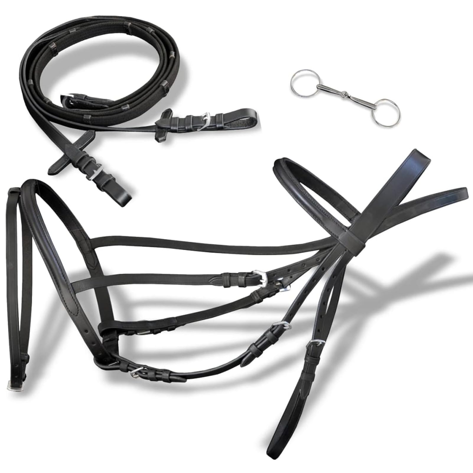 Briglie in Pelle con redini e morso Nero per Cavallino Puledro,Articoli Sportivi,Ricreazione all'aperto,Equitazione,Finimenti per Cavalli,Briglie-90896