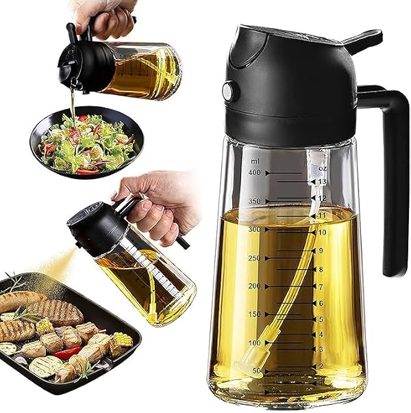 Classic Black/Transparent Glass Olive Oil Sprayer for Cooking – 2 in 1 Olive Oil Dispenser Bottle for Kitchen BBQ and Air Fryer by Generic - Used condition - US$8.99