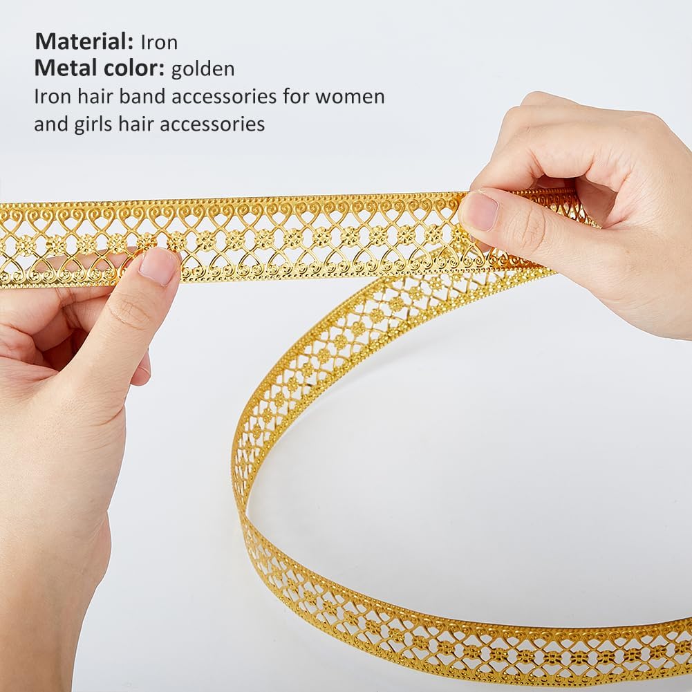 SUPERFINDINGS 3.28ft Gold Crown Gallery Wire 1.18" Wide Iron Gallery Bezel Wire with Double Crown Pattern Metal Ribbon for Decor Craft Decorative Crown Strip for DIY Jewelry Making Crafts