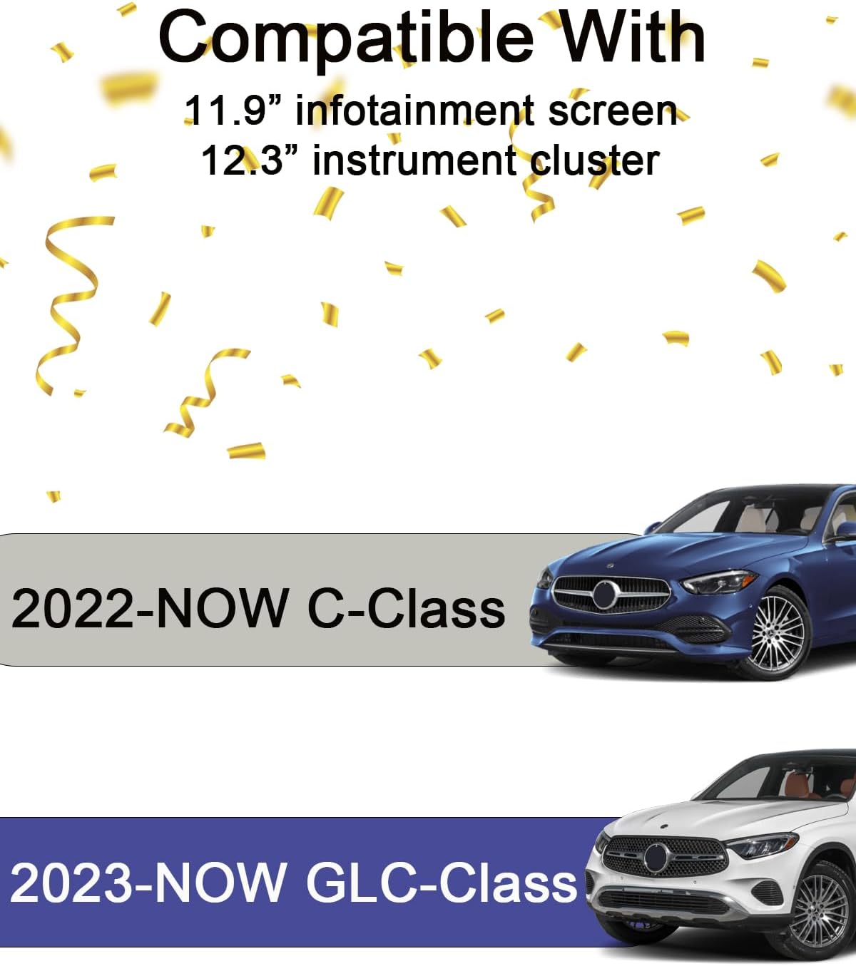 2 Pack Tempered Glass Screen Protector for Benz C 2022-2026, GLC 2023-2026,11.9" Infotainment Screen & 12.3" Dashboard Film For Mercedes Benz C300 GLC300 2026 2025 2024 Accessories