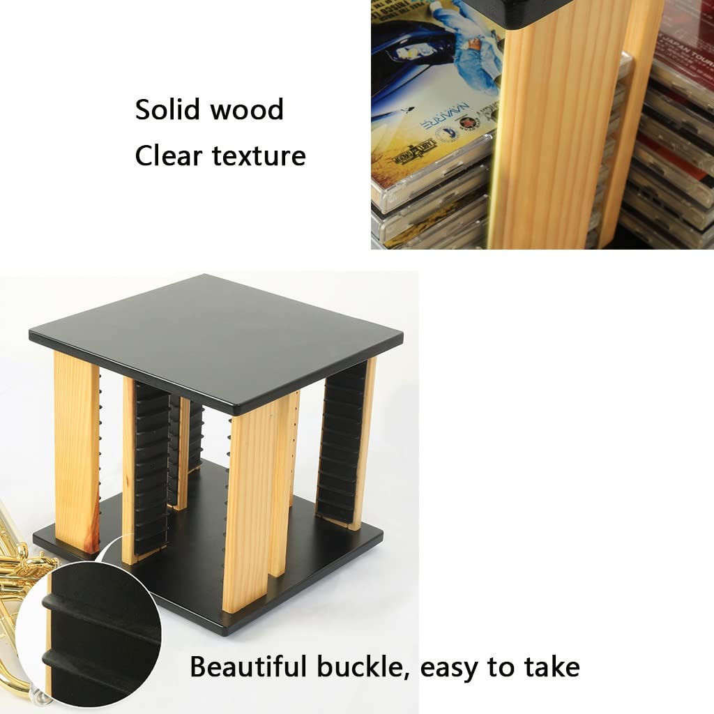 Estante giratorio para almacenamiento de CD, soporte de almacenamiento de CD, colección de CD, caja de almacenamiento con capacidad para 48 CD (negro, 28 x 28 x 27 cm)