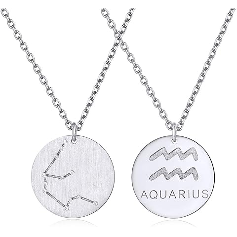 ChicSilver 925 Sterling Silver 12 Constellation Necklace Round Astrology Horoscope Zodiac Sign Pendant Necklace, Silver/Gold Plated