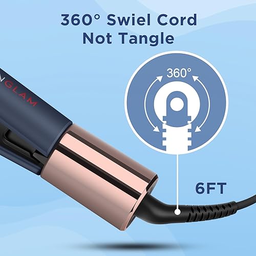 Miniatura 5 de IG INGLAM Plancha plana de titanio, rizador de 1 pulgada, alisador de pelo iónico negativo infrarrojo 11 ajustar la temperatura 250F-450F, cabello