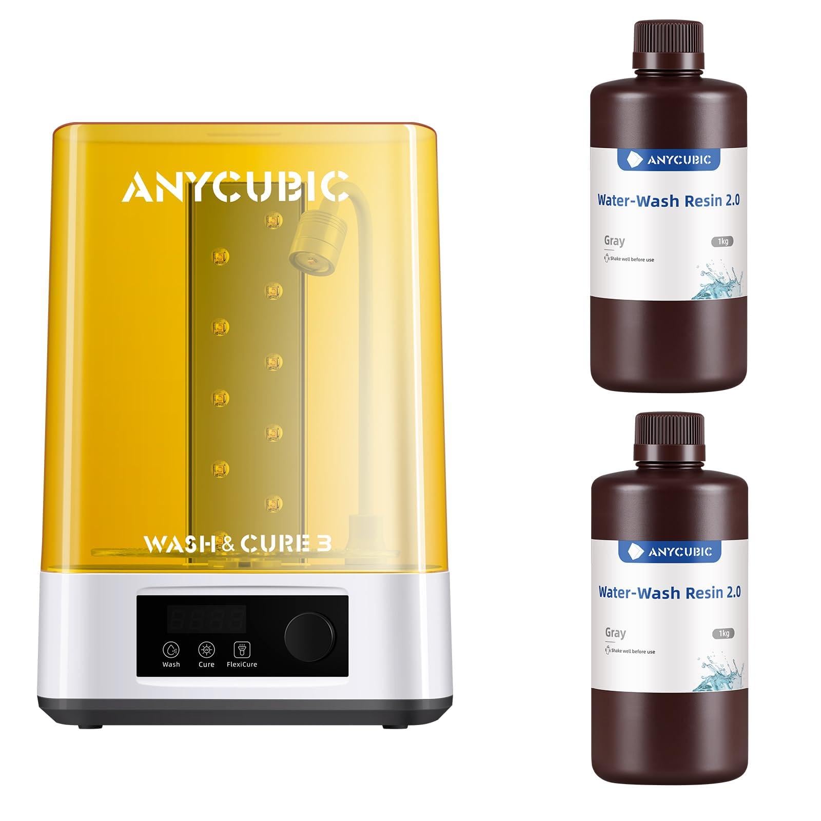 ANYCUBIC Wash & Cure 3 und Water Washable Resin 2.0 Grau 2kg Bundle