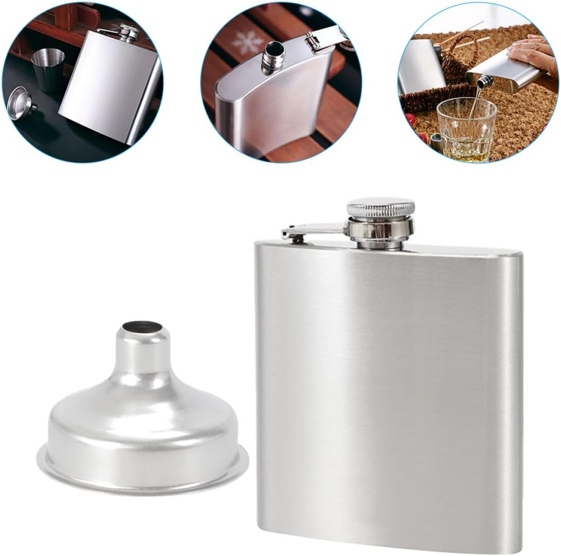 Cabilock 1set Professional Outdoor Liquor Flask Canteen Funnel Portable Wine Supply for Camping Fishing Hiking Boating and Hunting Activities