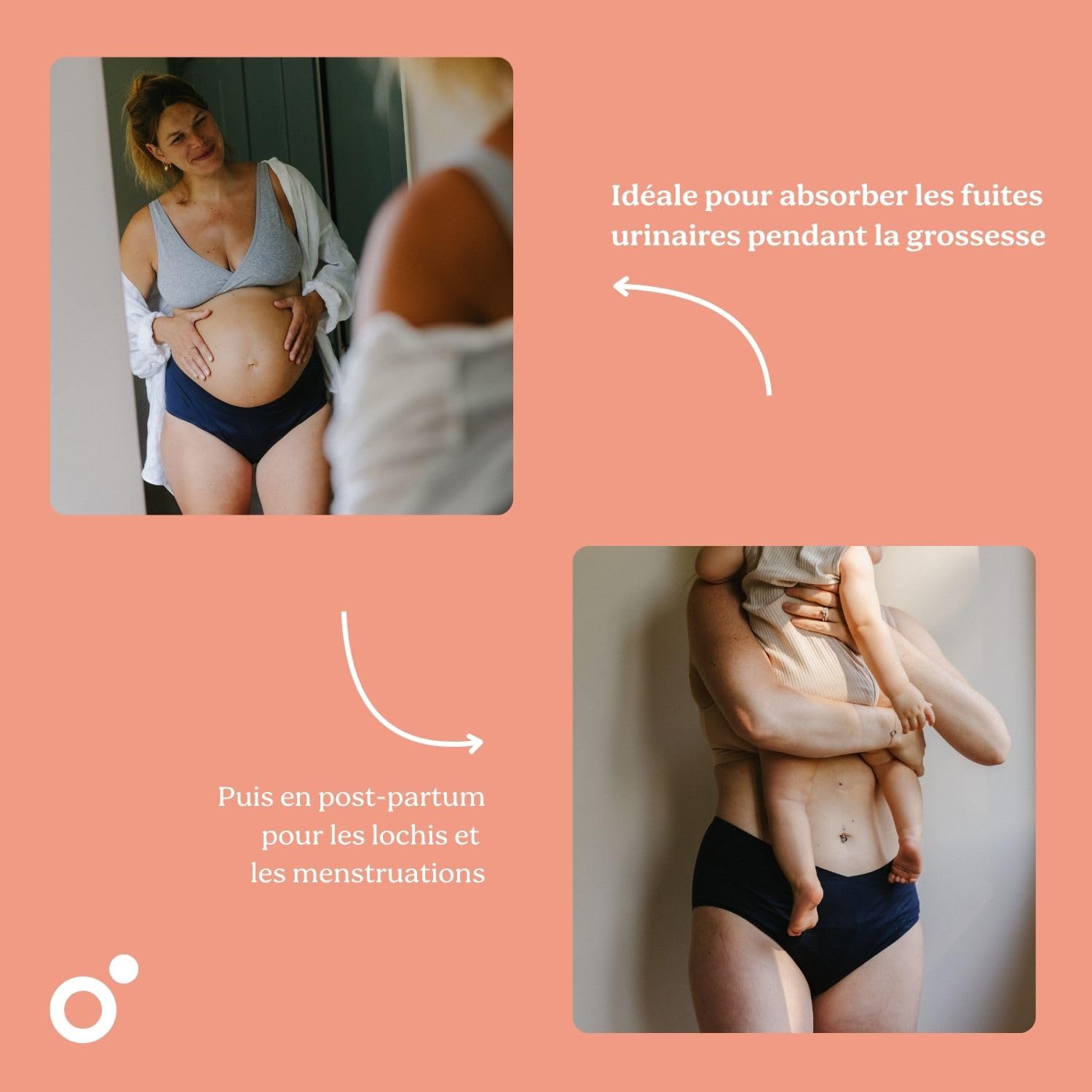 Doomoo Culotte Post Accouchement Menstruelle Flowly Ultra Absorbante 12h Coton Oeko-Tex Lavable Taille XS/S/M Noir