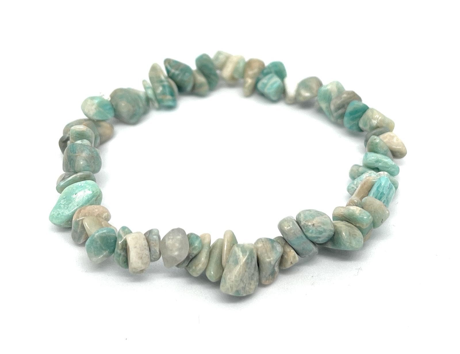 GenericAmazonite Bracelet Natural Crystal Gemstones Jewelry, made by 2-8mm chips with original healing stones.Unisex, elastic string.