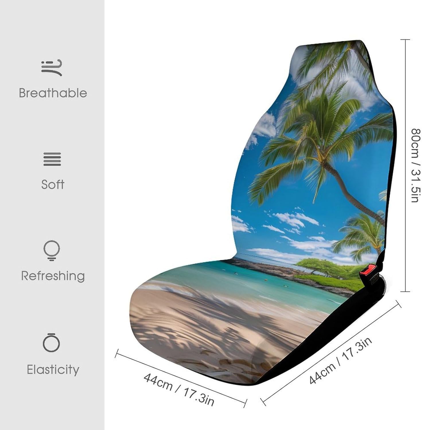 Hawaii Beach Blue Ocean Palm Tree Car Seat Covers Automotive Seat Covers Car Seat Protector Auto Front Seats Protector for Most Cars 2PCS