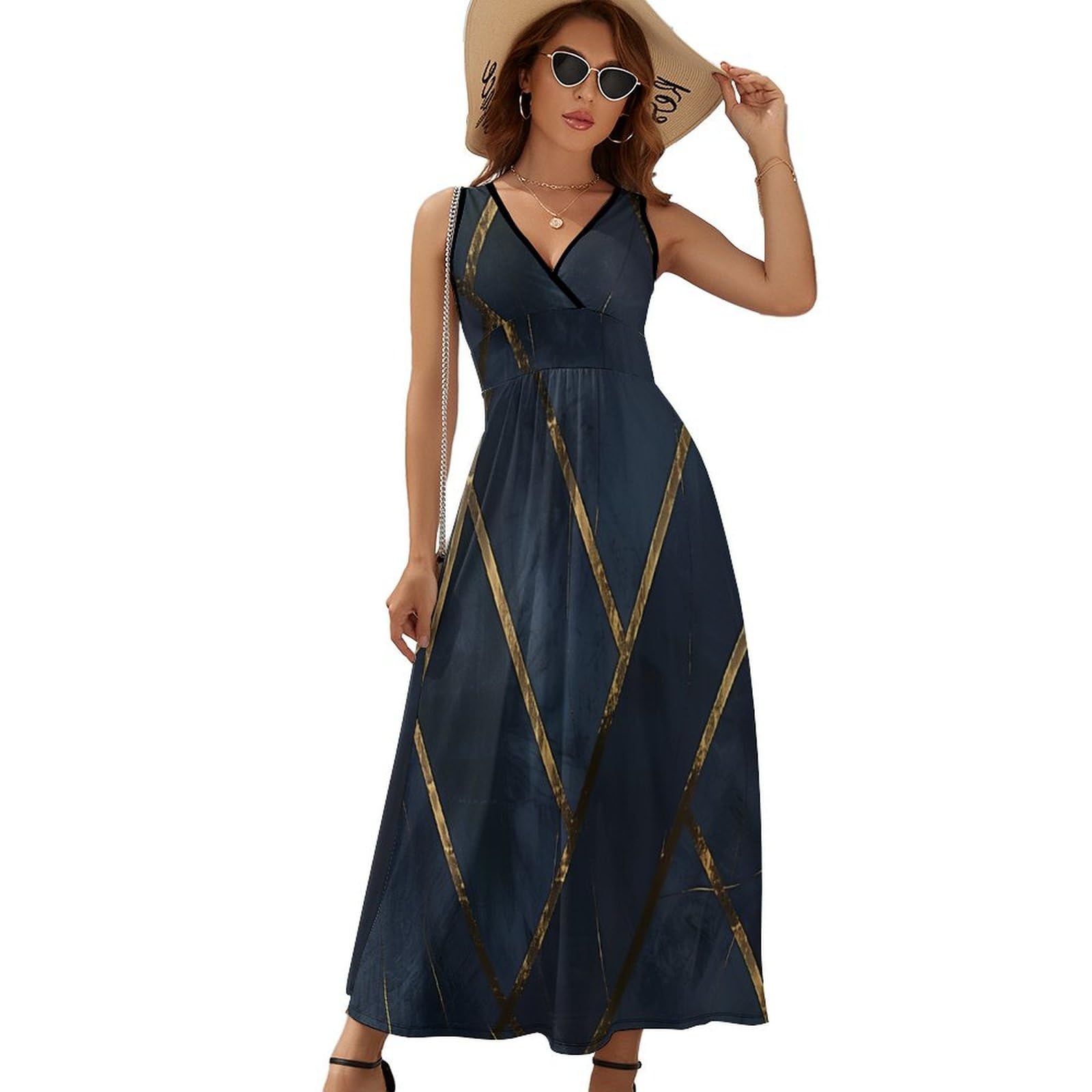 Robe d'été grande taille fluide décontractée à col V - 8