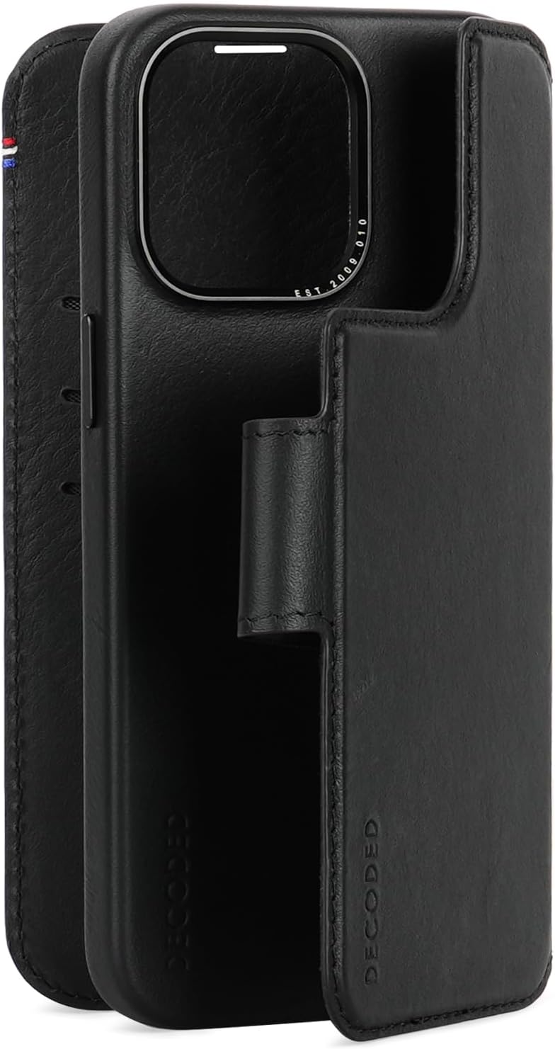 DECODED 2-in-1 Detachable Wallet Case for Apple iPhone 15 Pro (6.1 inch) - Premium European Leather - Card Holder - Protective and Shockproof - MagSafe Compatible - Microfiber Lining - Tan Brown