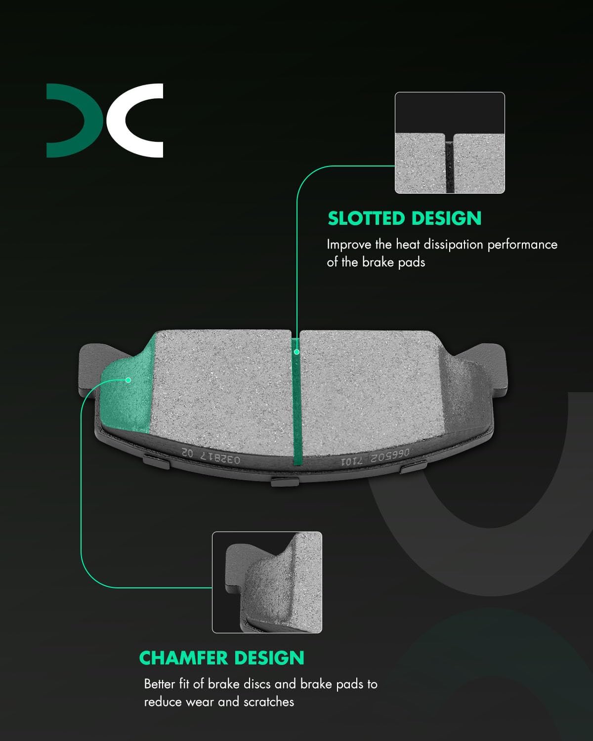 SCITOO D273 Ceramic Brake Pads Sets Front Replacement 1984-1985 For Honda For Accord,1988-2000 For Honda For Civic,1993-1997 For Honda For Civic del Sol,1988-1991 For Honda For CRX