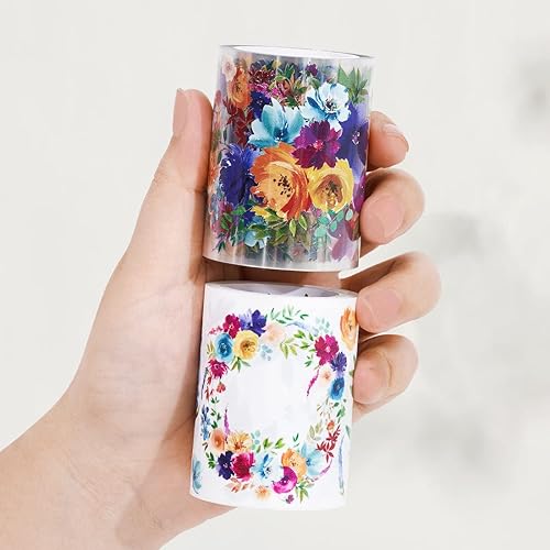 Miniatura 6 de WT Pretty Florals - Cinta ancha de PET, rollo individual, diseños originales, cinta decorativa floral, cinta transparente para manualidades para