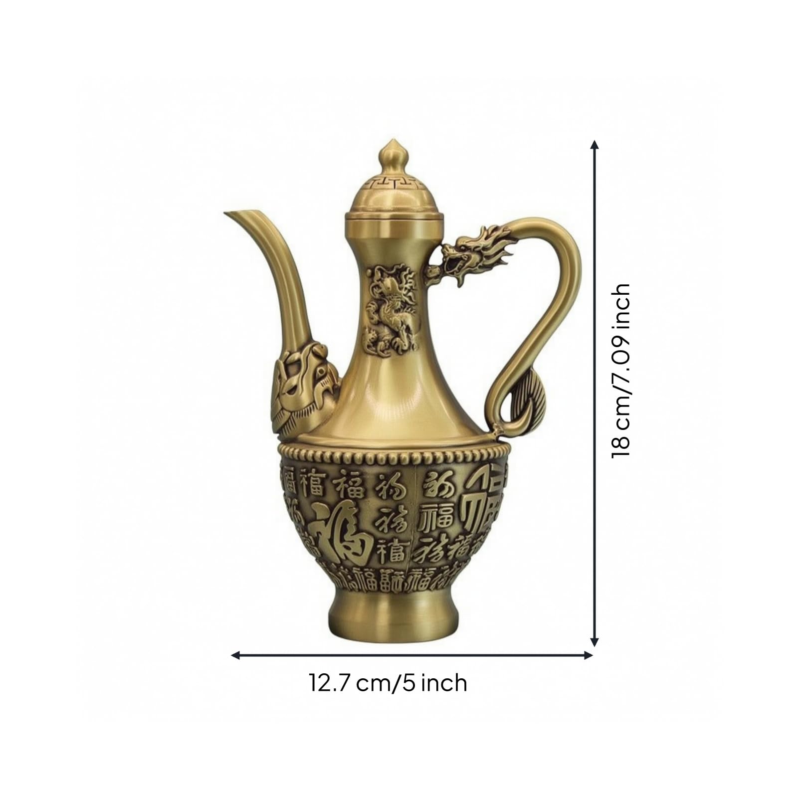 MERIGLARE Aiguière Orientale Oriental | Semi-Artinal, Pich à Cvercle, Pich Décoratif Cvercle, pr Décoration Intérieure, 12.7cm, Dragon