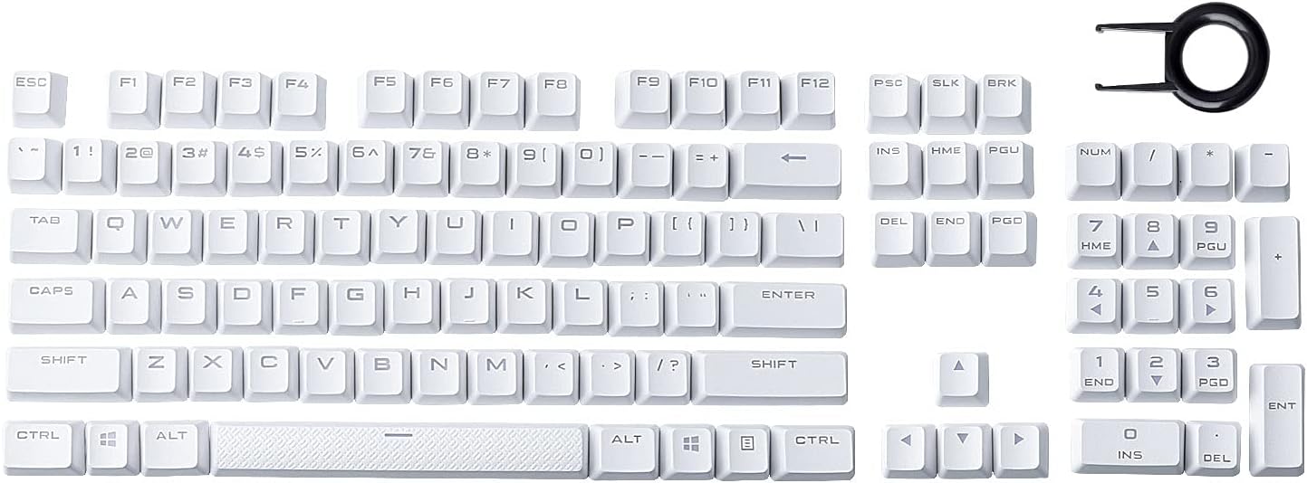 PBT Double-Shot Full Set 104 Key keycaps US Layout Replacement for Corsair K70 RGB MK.2 SE Mechanical Keyboard (White)