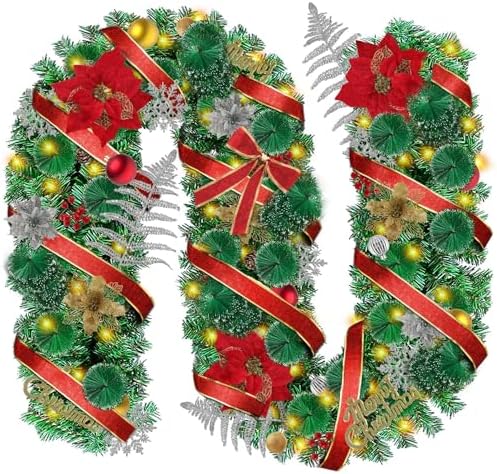 Guirlande De Noël Artificielle, 1,8 M, Nœud De Noël, Baies